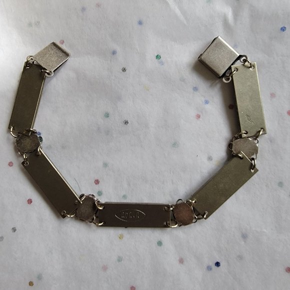 ADAYA MULTICOLOR RECTANGULAR LINKS MOSAIC STYLE BEADS BRACELET SILVER TONE NEW - Picture 5 of 5